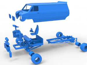 Pulling van 4wd Version 2 Scale 1 to 25 3D Print Model