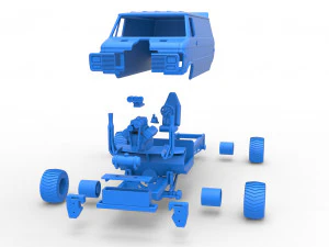 Pulling van 4wd Version 2 Scale 1 to 25 3D Print Model