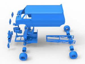 Pulling van 4wd Version 2 Scale 1 to 25 3D Print Model