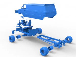 Pulling van 4wd Version 2 Scale 1 to 25 3D Print Model