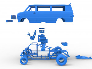 Dragster Van Scale 1 to 25 3D Принт Модель