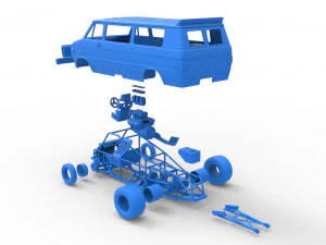 Dragster Van Scale 1 to 25 3D Print Model