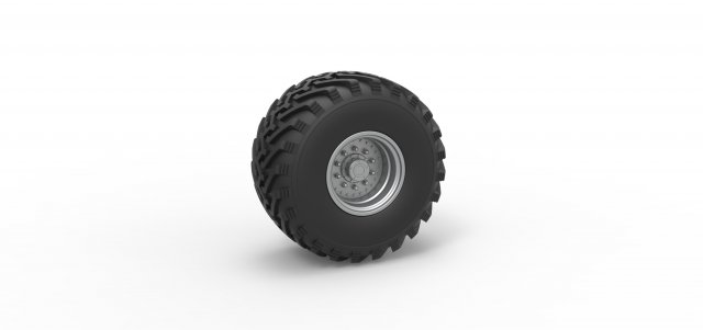 Wheel from vintage monster truck Scale 1 to 25 3D Принт Модель .c4d .max .obj .3ds .fbx .stl .blend 