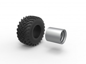Wheel from vintage monster truck Scale 1 to 25 3D Принт Модель