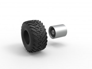 Wheel from vintage monster truck Scale 1 to 25 3D Принт Модель