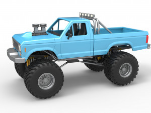 Vintage Monster Truck Scale 1 to 25 3D 프린트 모델