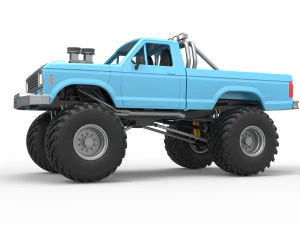 Vintage Monster Truck Scale 1 to 25 3D Print Model