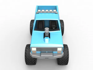 Vintage Monster Truck Scale 1 to 25 3D Print Model