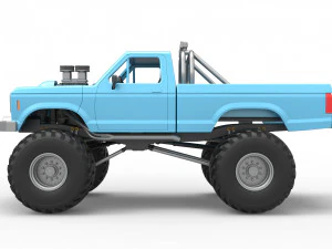 Vintage Monster Truck Scale 1 to 25 3D Print Model