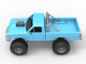 Vintage Monster Truck Scale 1 to 25 3D-printmodel