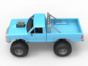 Vintage Monster Truck Scale 1 to 25 3D Print Model