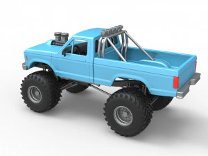 Vintage Monster Truck Scale 1 to 25 3D Print Model