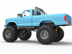 Vintage Monster Truck Scale 1 to 25 3D Print Model