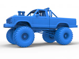 Vintage Monster Truck Scale 1 to 25 3D Print Model