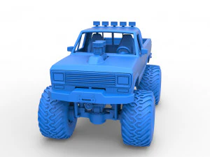Vintage Monster Truck Scale 1 to 25 3D Print Model