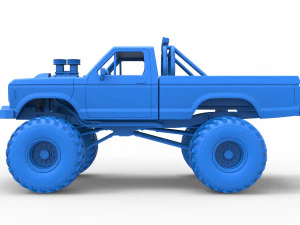 Vintage Monster Truck Scale 1 to 25 3D Print Model