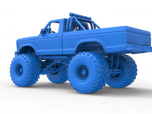 Vintage Monster Truck Scale 1 to 25 3D Print Model
