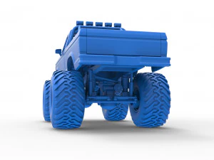 Vintage Monster Truck Scale 1 to 25 3D Print Model