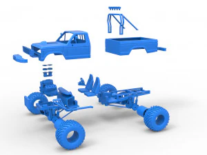Vintage Monster Truck Scale 1 to 25 3D Print Model