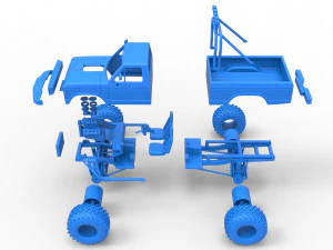 Vintage Monster Truck Scale 1 to 25 3D Print Model