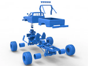 Vintage Monster Truck Scale 1 to 25 3D Print Model