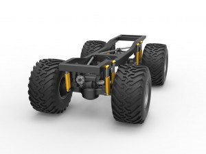 Chassis of vintage Ranger monster truck Scale 1 to 25 Modello di stampa 3D