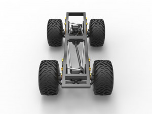 Chassis of vintage Ranger monster truck Scale 1 to 25 Modello di stampa 3D