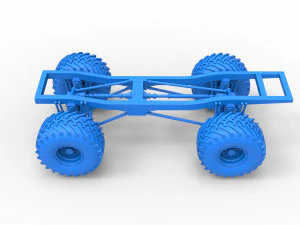 Chassis of vintage Ranger monster truck Scale 1 to 25 3D Print Model