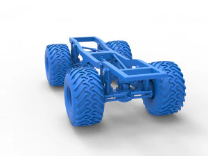 Chassis of vintage Ranger monster truck Scale 1 to 25 3D Print Model