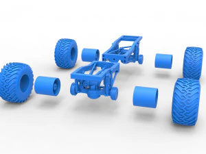 Chassis of vintage Ranger monster truck Scale 1 to 25 3D Print Model