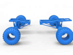 Chassis of vintage Ranger monster truck Scale 1 to 25 3D Print Model