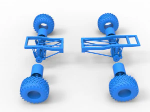 Chassis of vintage Ranger monster truck Scale 1 to 25 3D Print Model