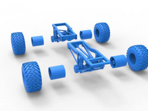 Chassis of vintage Ranger monster truck Scale 1 to 25 3D Print Model