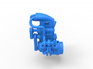 Twin turbo supercharged V8 Engine Version 4 Scale 1 to 25 3D Print Model