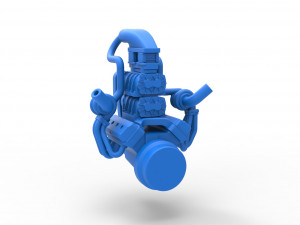 Twin turbo supercharged V8 Engine Version 4 Scale 1 to 25 3D Print Model
