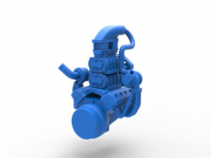 Twin turbo supercharged V8 Engine Version 4 Scale 1 to 25 3D Print Model