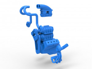 Twin turbo supercharged V8 Engine Version 4 Scale 1 to 25 3D Print Model
