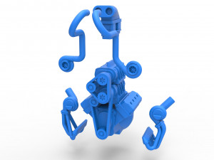 Twin turbo supercharged V8 Engine Version 4 Scale 1 to 25 3D Print Model