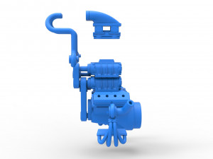 Twin turbo supercharged V8 Engine Version 4 Scale 1 to 25 3D Print Model