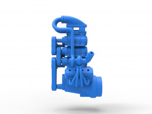 Twin turbo supercharged V8 Engine Version 5 Scale 1 to 25 3D Print Model
