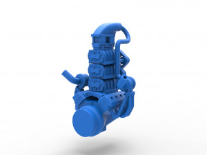 Twin turbo supercharged V8 Engine Version 5 Scale 1 to 25 3D Print Model