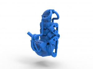 Twin turbo supercharged V8 Engine Version 5 Scale 1 to 25 3D Print Model
