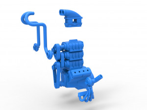 Twin turbo supercharged V8 Engine Version 5 Scale 1 to 25 3D Print Model