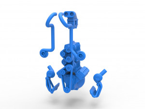 Twin turbo supercharged V8 Engine Version 5 Scale 1 to 25 3D Print Model