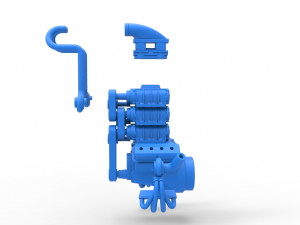 Twin turbo supercharged V8 Engine Version 5 Scale 1 to 25 3D Print Model