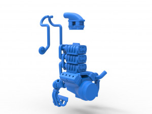 Twin turbo supercharged V8 Engine Version 5 Scale 1 to 25 3D Print Model