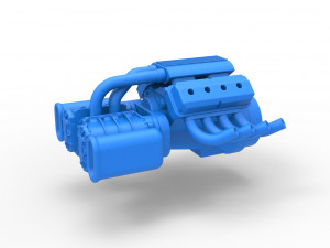 Engine V8 with double Potvin Supercharger Scale 1 to 25 3D Print Model