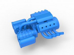 Engine V8 with double Potvin Supercharger Scale 1 to 25 3D Baskı Modeli
