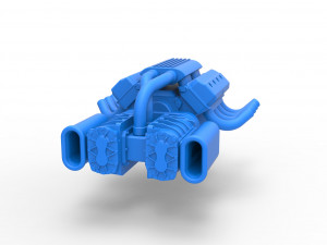 Engine V8 with double Potvin Supercharger Scale 1 to 25 3D Baskı Modeli