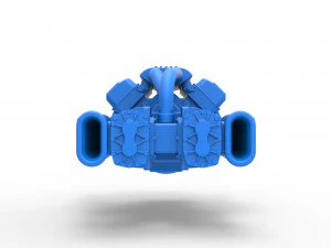 Engine V8 with double Potvin Supercharger Scale 1 to 25 3D Print Model